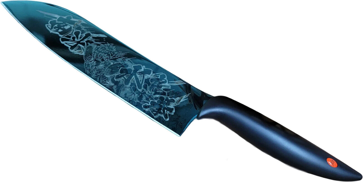 Fist of the North Star Hokuto no Ken Riki Kitchen Knife Blue Titanium Coated