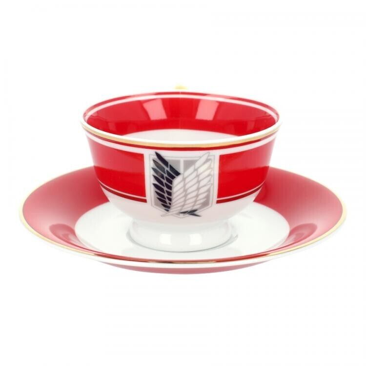 Attack on Titan Survey Corps Tea Cup & Saucer Red Porcelain Japan Limited