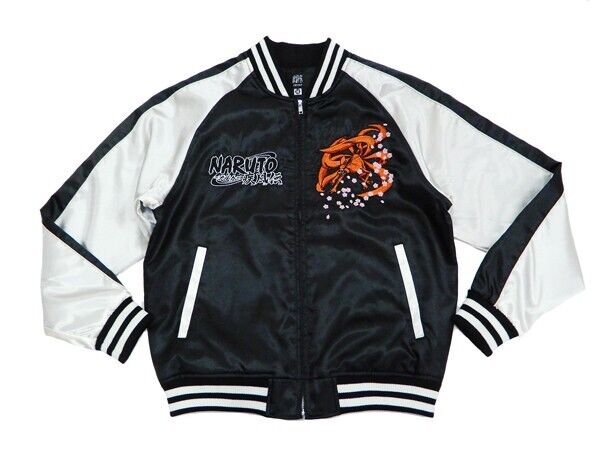 Naruto Shippuden The Nine-Tailed Embroidery Satin Jacket Black L Size Sukajan