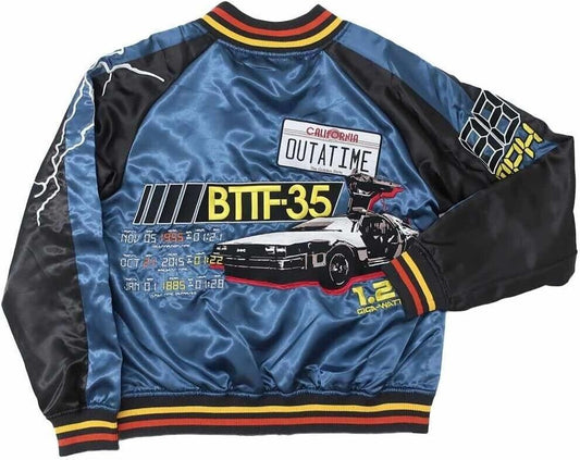 Back to the Future Satin Jacket Embroidery Sukajan L Size Japan Limited