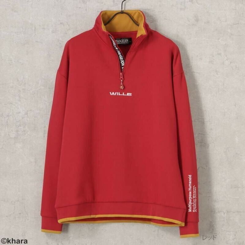 Evangelion WILEE Unit 02 Asuka Shikinami Langley Half Zip Sweatshirt Red L Size