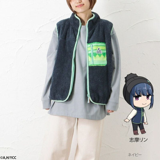 Yuru Camp Rin Shima Boa Fleece Vest Navy M Size Japan Limited Cosplay