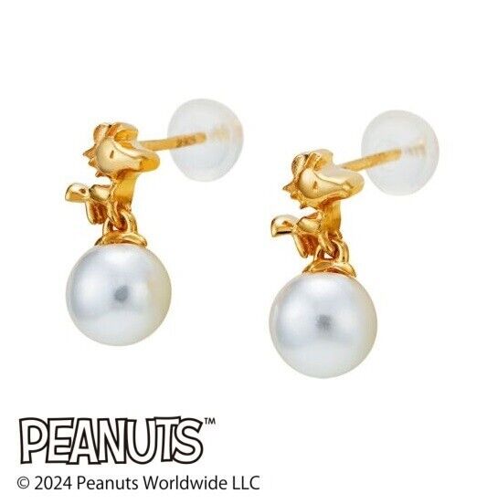 Peanuts Snoopy Woodstock Pearl Earrings Jewelry Silver 925 Japan Limited