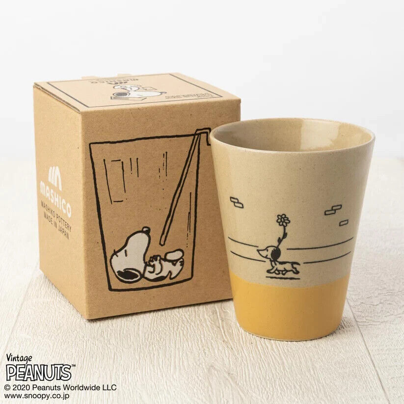 Peanuts 70th Anniversary Snoopy Flower Tumblr Cup Yellow 190ml Pottery MASHICO