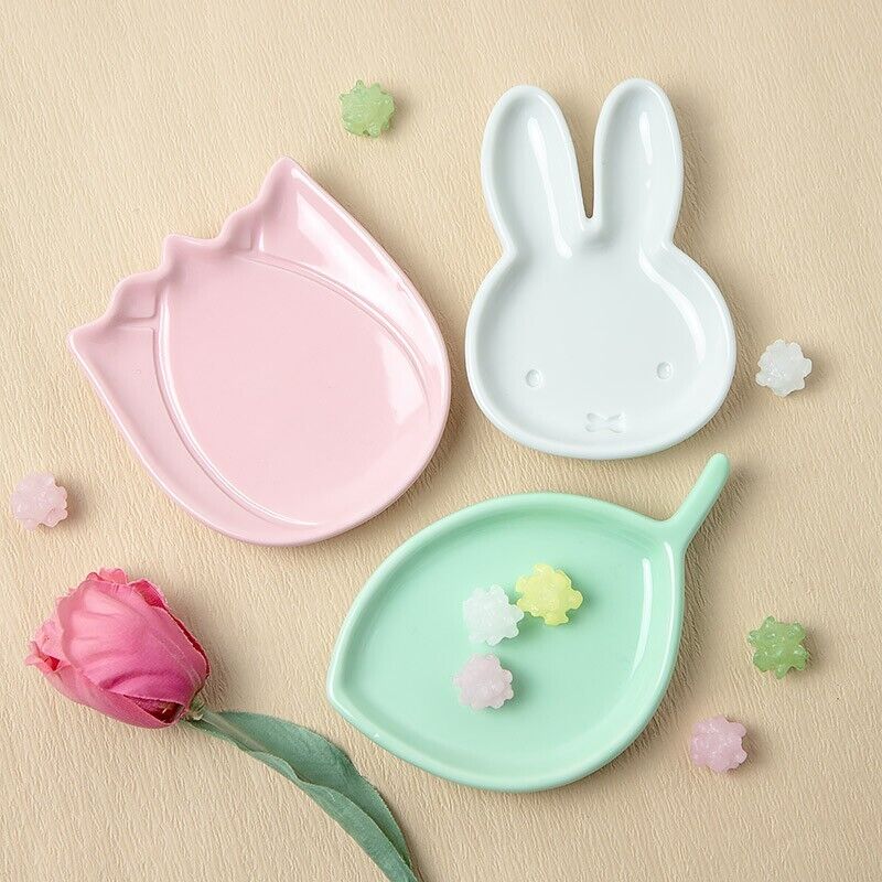 Flower Miffy Face Tulip Leaf Mini Dish Plate Set Japan Limited