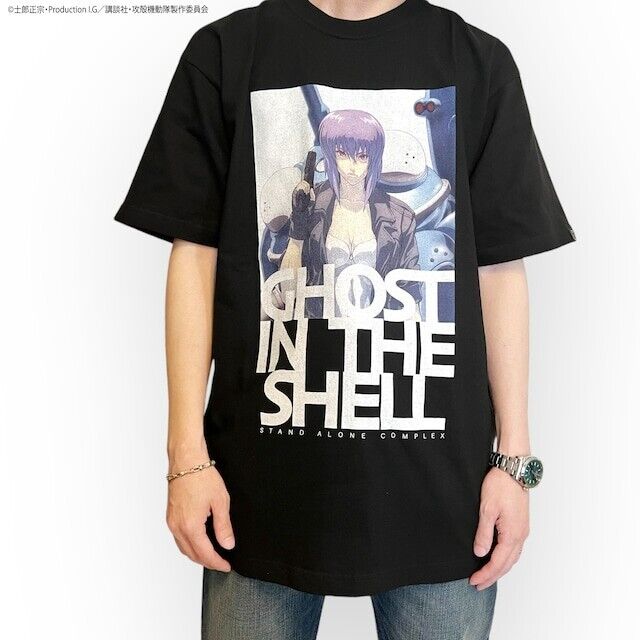 Ghost in the Shell Motoko Kusanagi T-shirt Black The Laughing Man Incident 2024