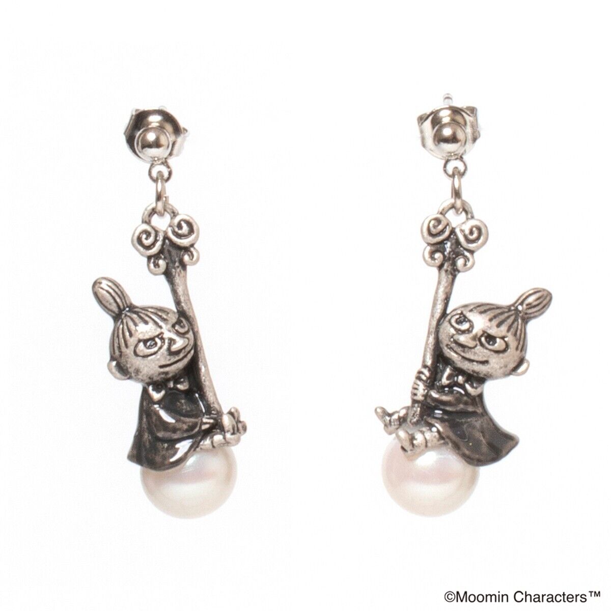 Moomin Little My and Pendulum Clock Earrings Silver Pearl Palnart Poc Japan LTD