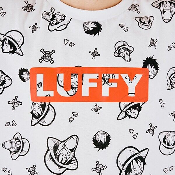 ONE PIECE Monkey D Luffy POP Patterned All Over T-shirt L Size Unisex Japan LTD