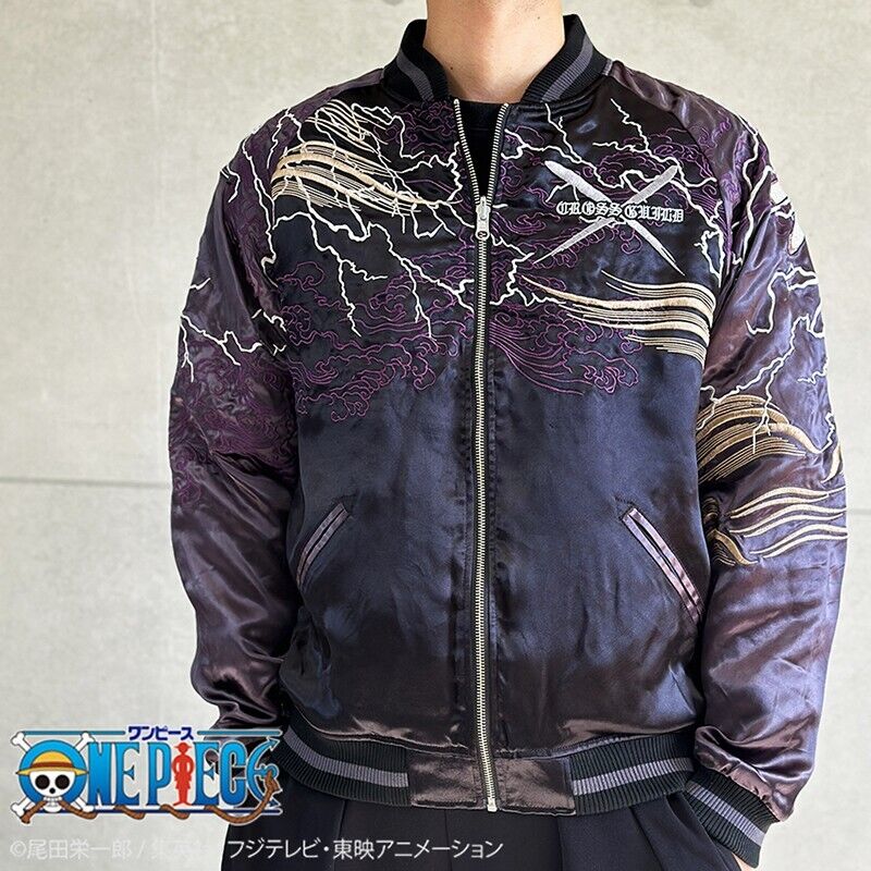 ONE PIECE Cross Guild Buggy Crocodile Mihawk Stain Jacket Embroidery Sukajan L