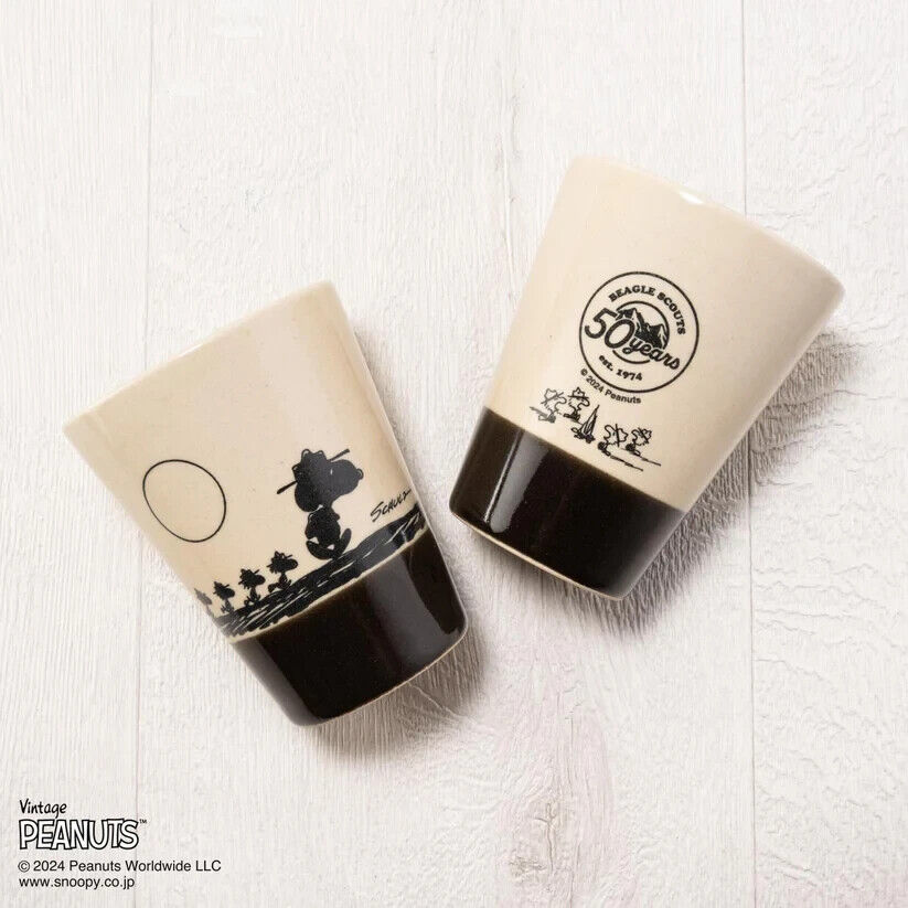 Peanuts 70th Anniversary Snoopy Beagle Scouts 50years Tumblr Cup Black MASHICO