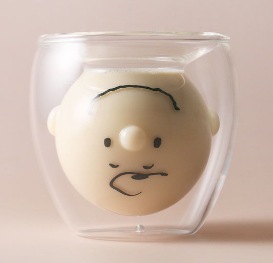 Peanuts Snoopy Charlie Brown Happy Double Wall Glass Tumblr Cup 180ml Japan LTD