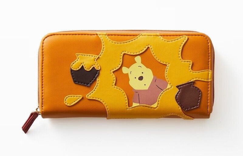 Disney Winnie the Pooh Long Wallet Embroidered Patch Leather Japan Limited