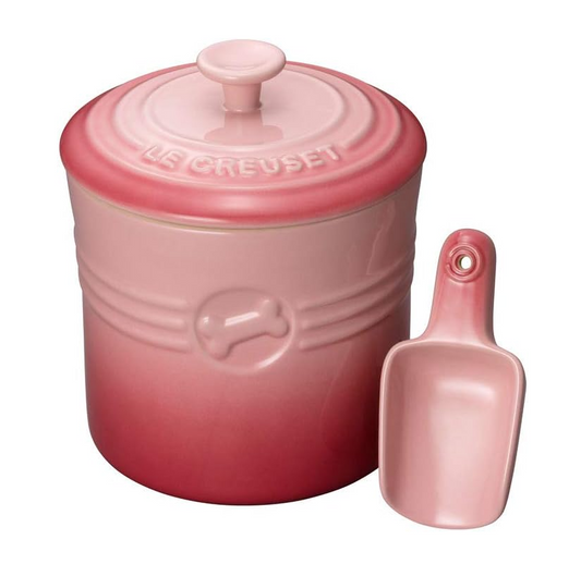 Le Creuset Food Container for Pet With Scoop Dog Cat Natural Pink Color JAPAN