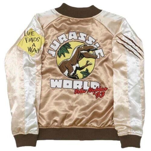 Jurassic World Satin Jacket Embroidery Sukajan L Size Unisex Japan Limited