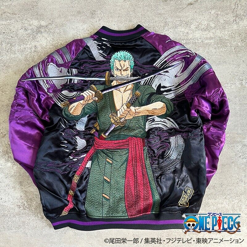 ONE PIECE Roronoa Zoro Stain Jacket Embroidery Sukajan Reversible L Size