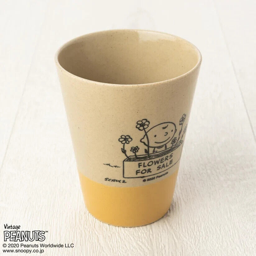 Peanuts 70th Anniversary Snoopy Flower Tumblr Cup Yellow 190ml Pottery MASHICO