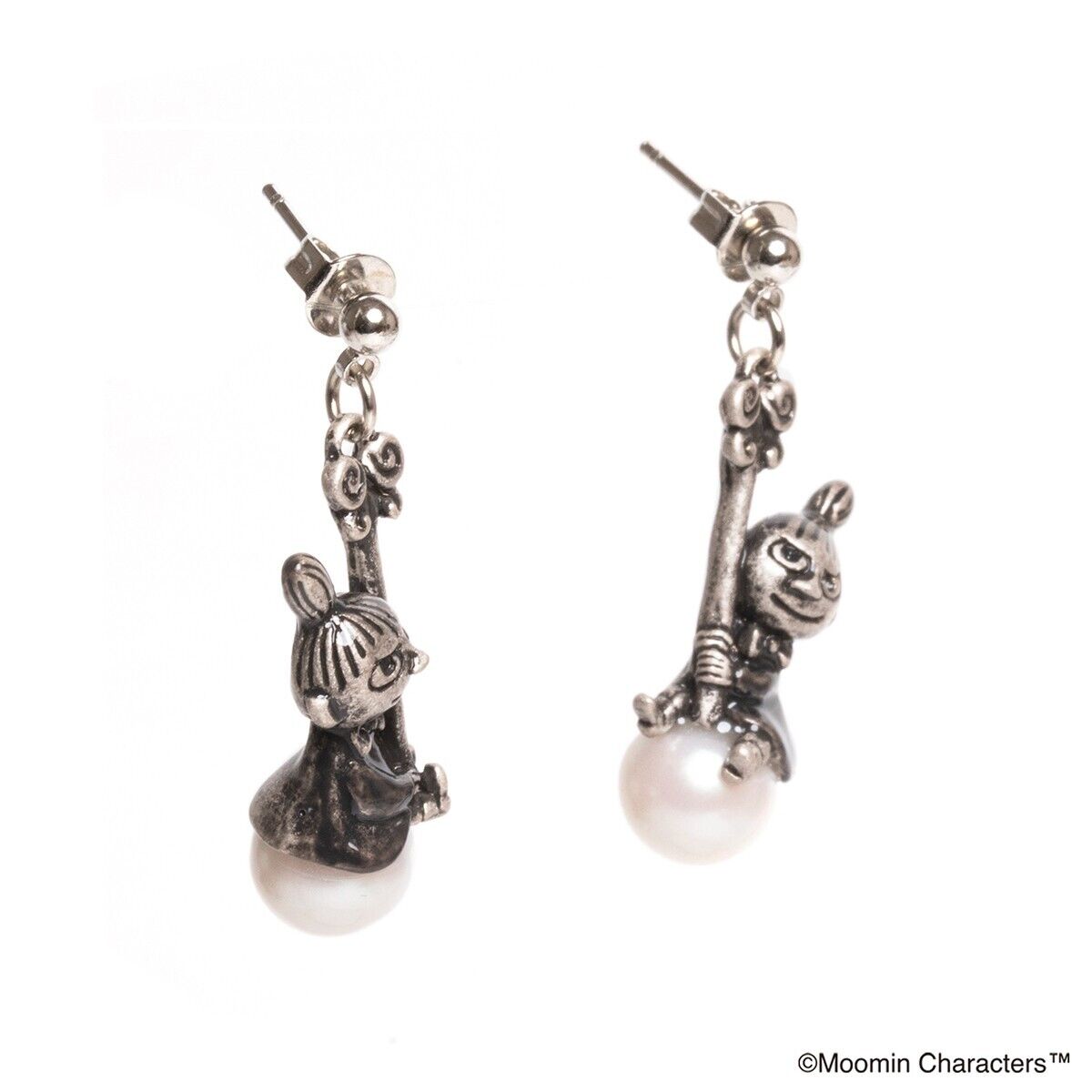 Moomin Little My and Pendulum Clock Earrings Silver Pearl Palnart Poc Japan LTD