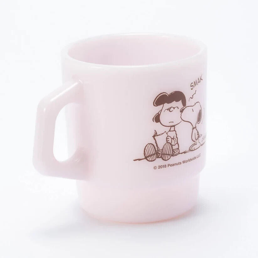 Fire-King Peanuts Snoopy LOVE Stacking Mug Cup Rose-ite Glass 215ml Japan