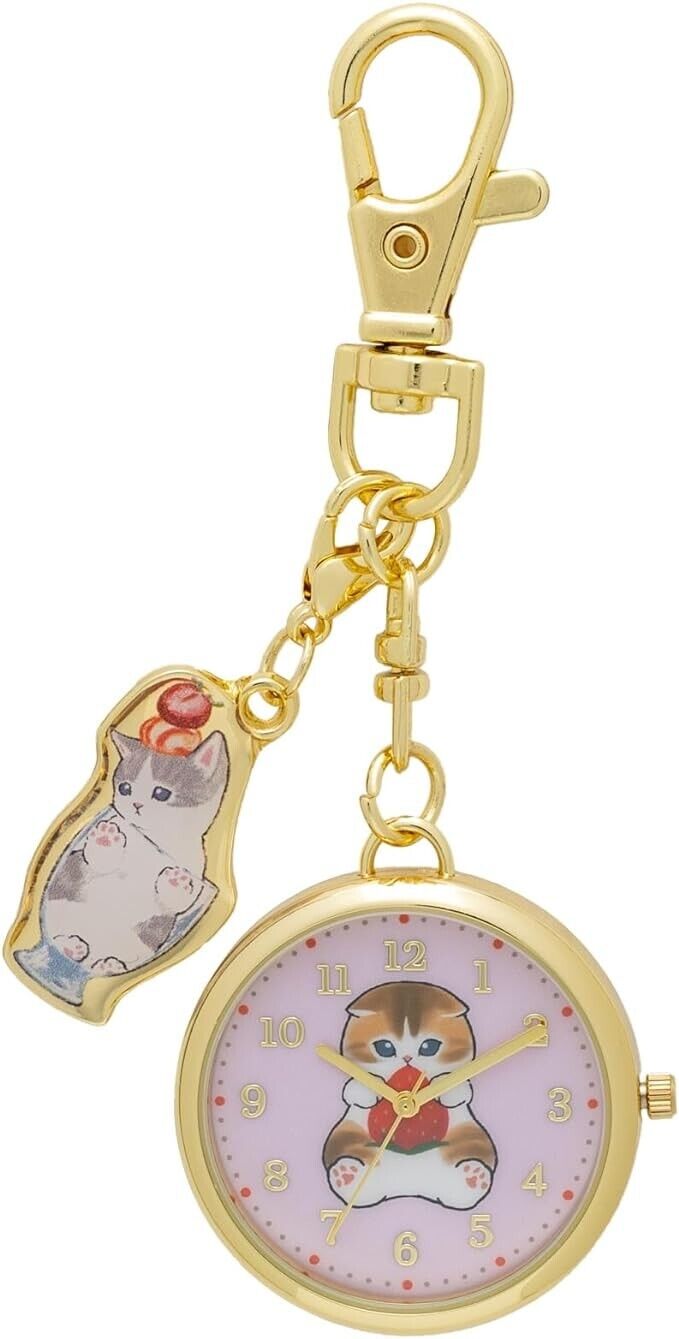 Mofusand Strawberry Pocket Watch Charm Key Ring Pink Japan Limited