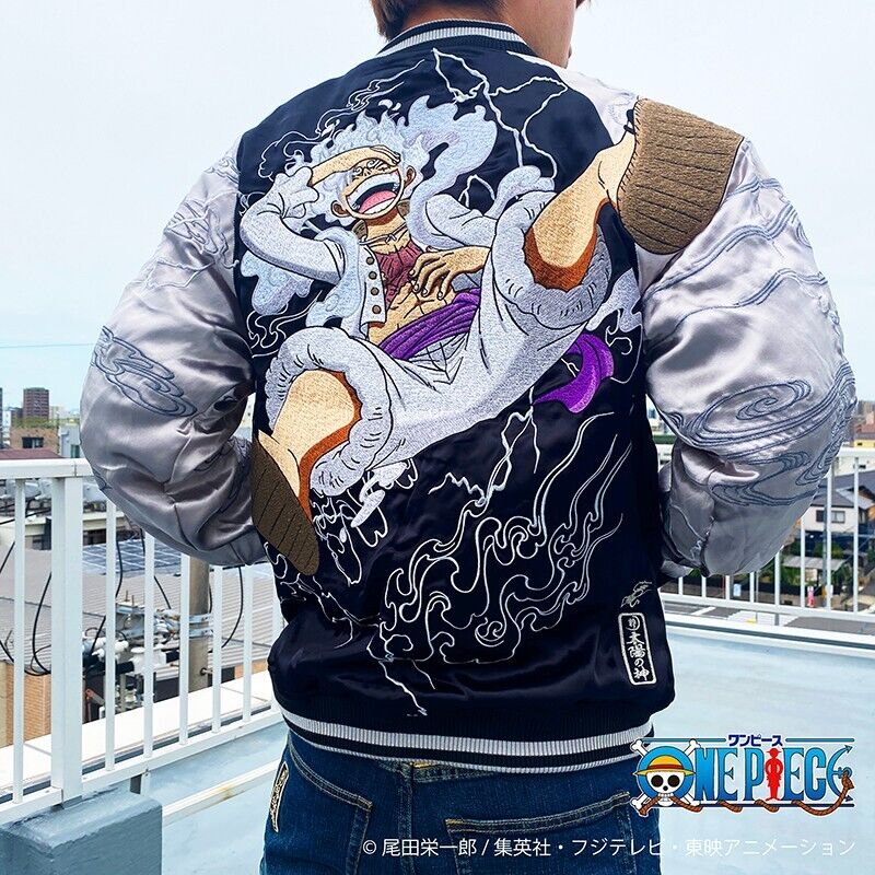 ONE PIECE Monkey D Luffy Gear 6 Satin Jacket Emberoidery Reversible Sukajan XL