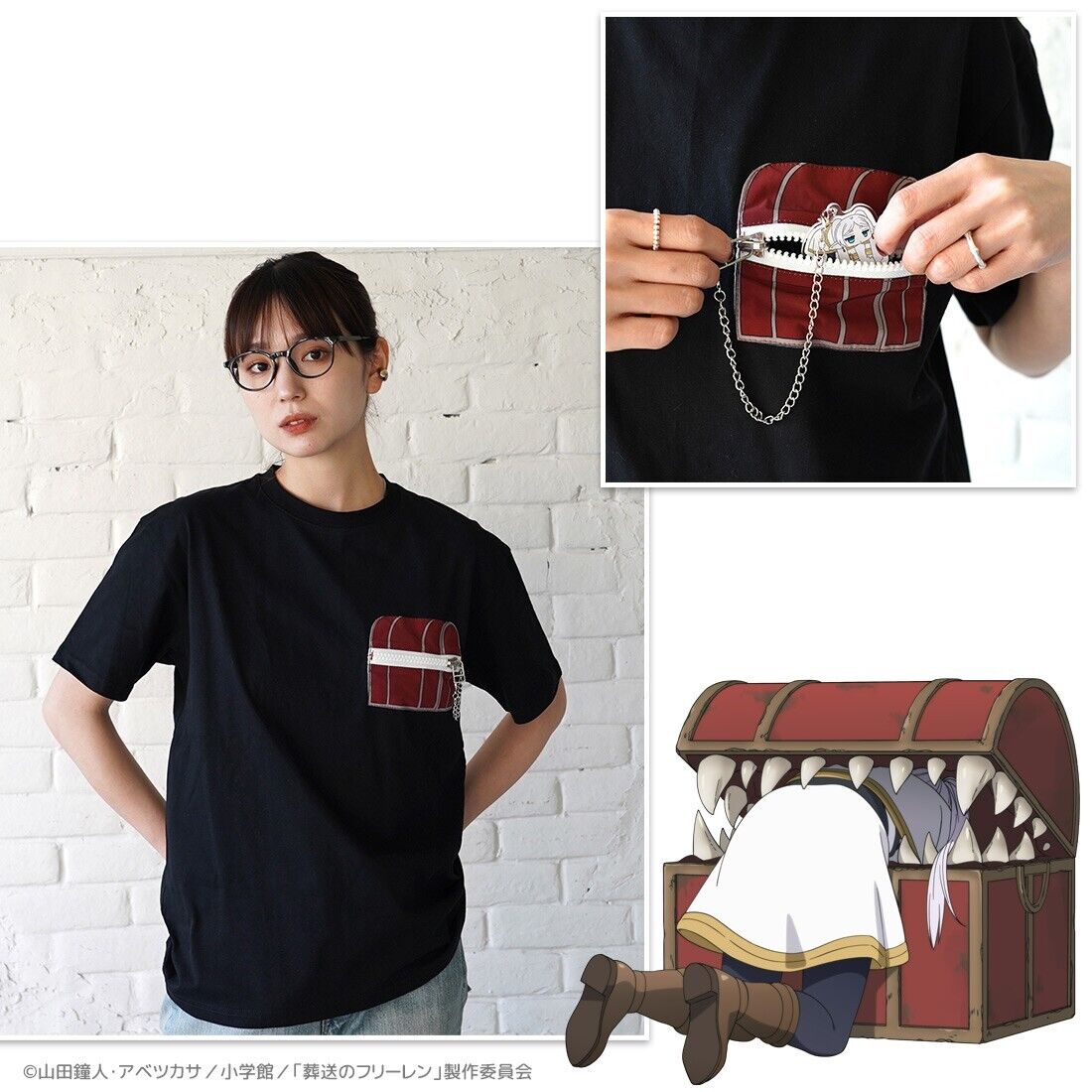 Frieren Beyond Journey's End Mimic Pocket T-shirt L Size Unsiex Japan Cosplay