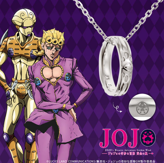 Jojo's Brizarre Adventure G E R Ring Necklace Silver Giorno Giovanna JAPAN NEW