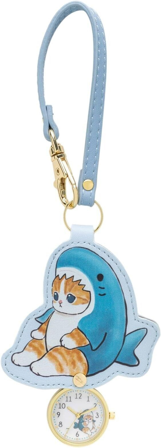 Mofusand Shark Blue Pockey Watch Charm Key Ring Leather Japan Limited