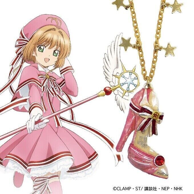 Cardcaptor Sakura Clear Card Costume Pink Ribbon Dress Necklace Pendant Shoe