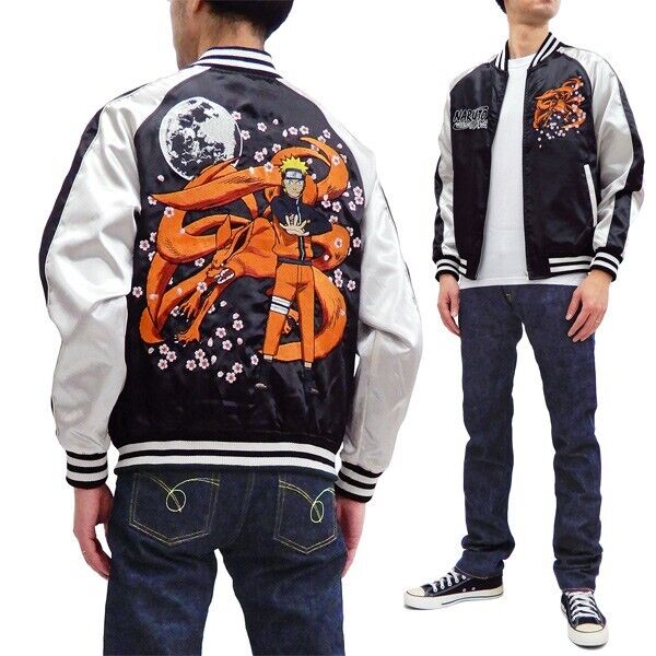 Naruto Shippuden The Nine-Tailed Embroidery Satin Jacket Black L Size Sukajan