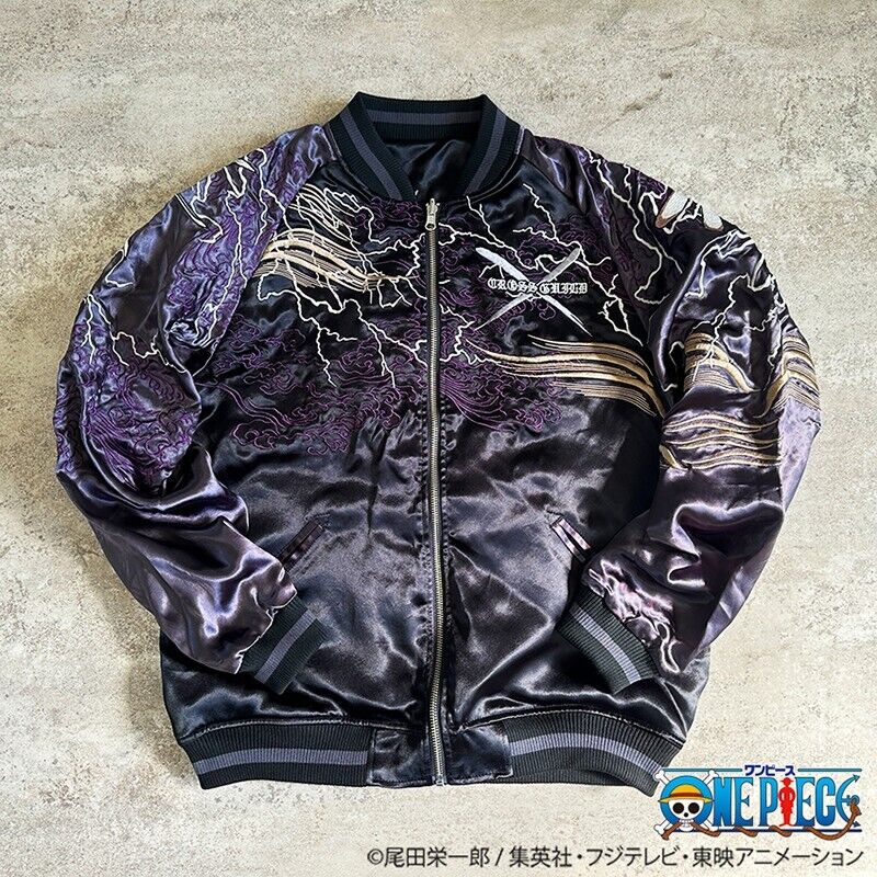 ONE PIECE Cross Guild Buggy Crocodile Mihawk Stain Jacket Embroidery Sukajan L