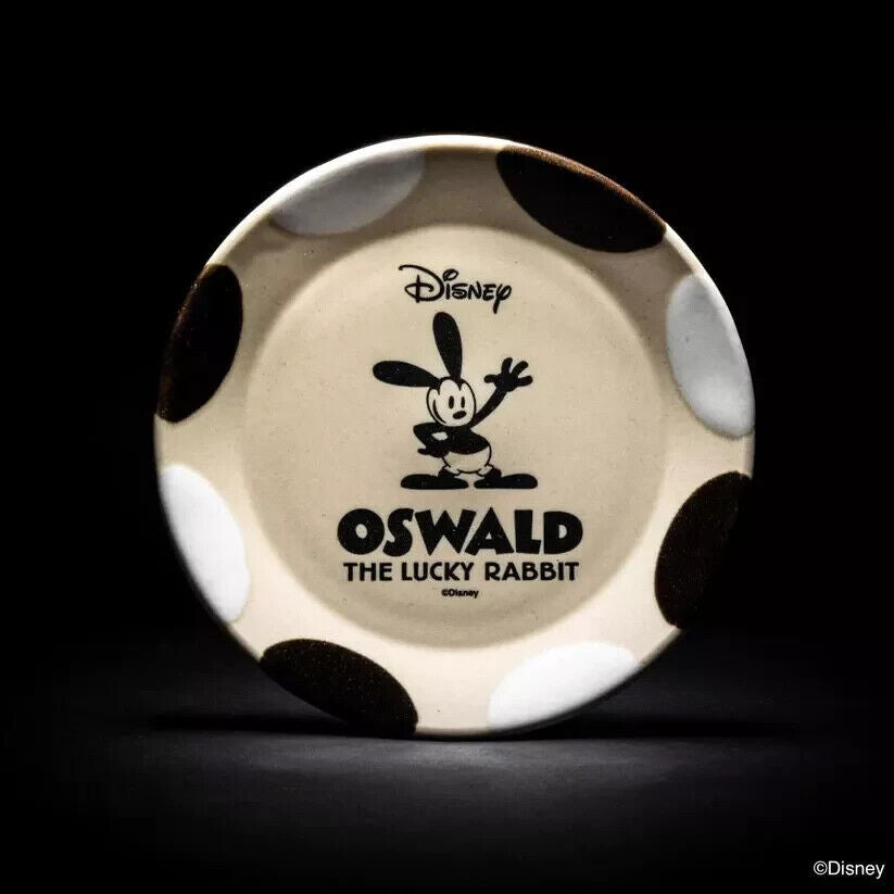 Disney Oswald the Lucky Rabbit Logo MASHICO Dish Plate 17cm Black White Japan