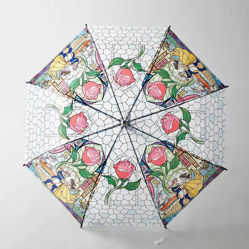 Disney Princess Beauty and the Beast Belle Stained Glass Plastic Vinyl Umbrella