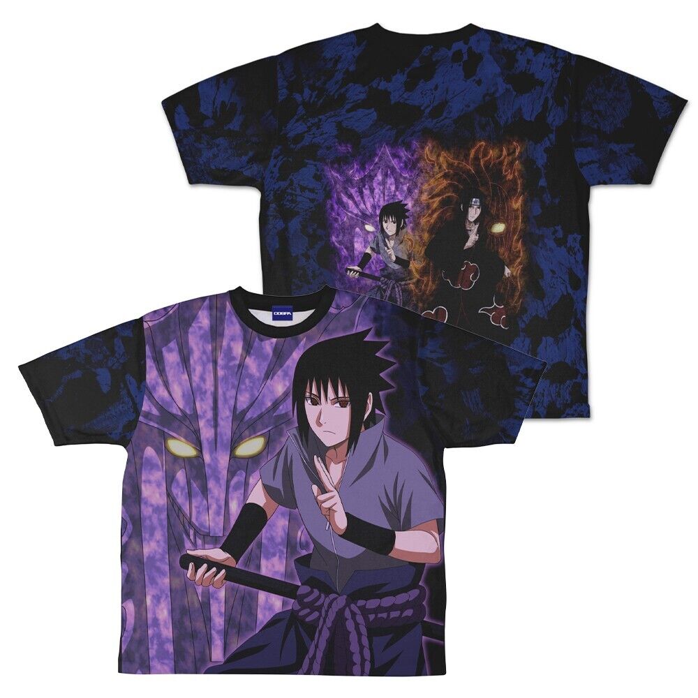 Naruto Shippuden Sasuke Uchiha Full Graphic T-shirt XL Size Unisex Japan Limited