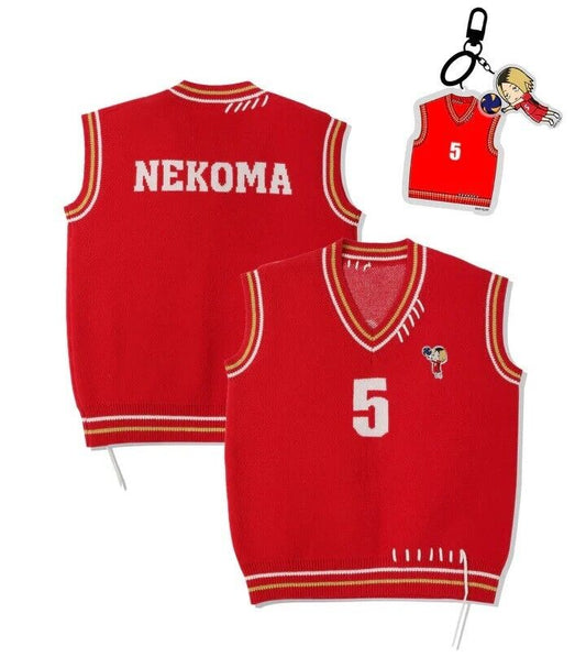 Haikyuu!! Haikyu Nekoma Kenma Kozume Knit Vest Red L Size Unisex Japan Limited