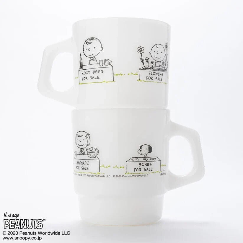 Fire-King Peanuts Snoopy FOR SALE Stacking Mug Cup Milk White Glass 215ml