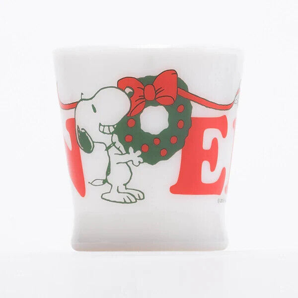 Fire-King Peanuts Snoopy NOEL Stacking Mug Cup Milk White Glass 215ml Japan