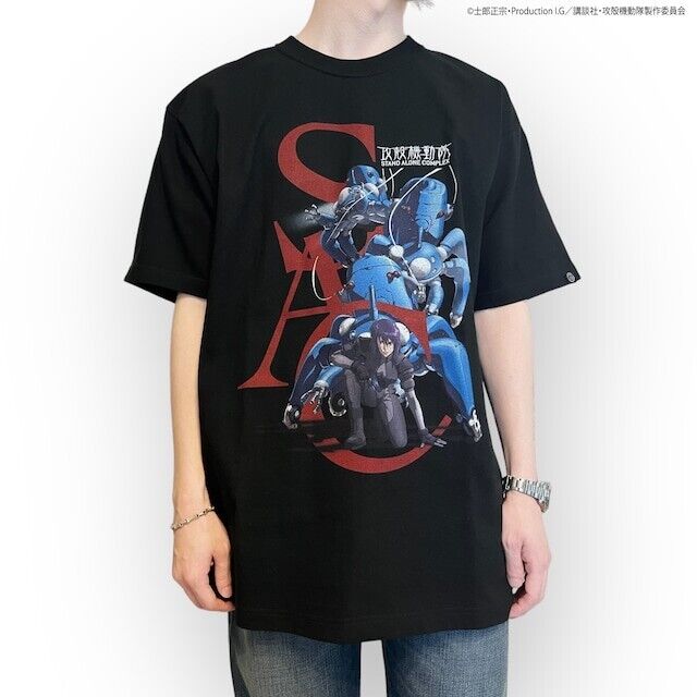 Ghost in the Shell Motoko Kusanagi Tachikoma T-shirt Black The Laughing Man 2024