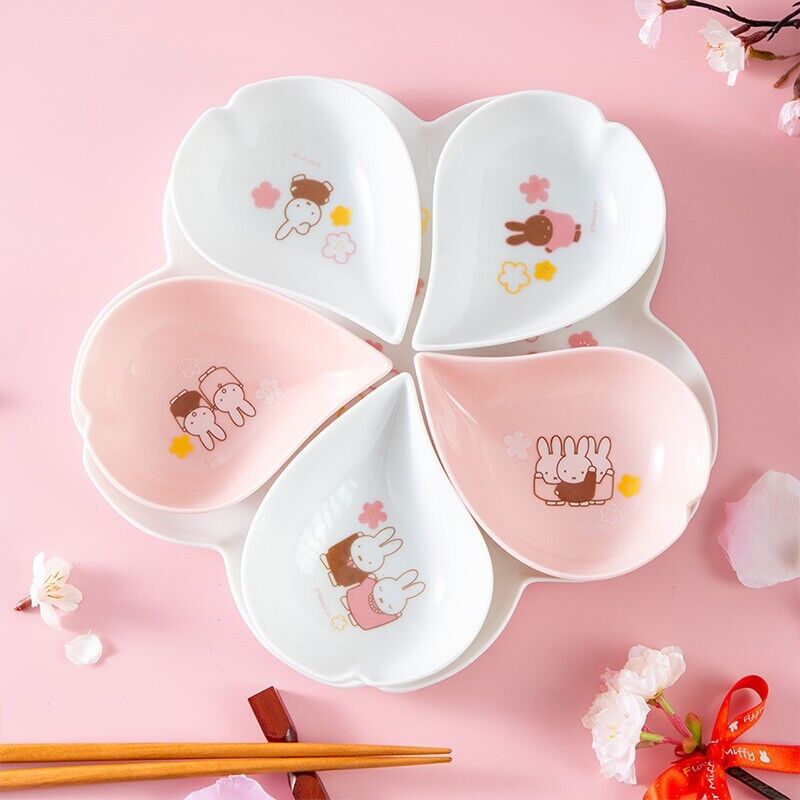 Flower Miffy Sakura Cherry Blossom Art Plate Set Porcelain Tableware Japan LTD