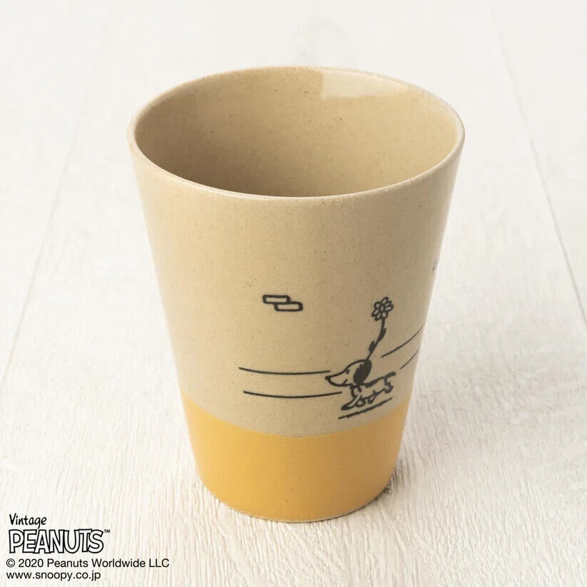 Peanuts 70th Anniversary Snoopy Flower Tumblr Cup Yellow 190ml Pottery MASHICO