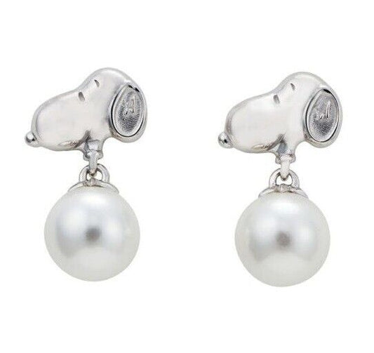 Peanuts Snoopy Pearl Earrings Jewelry Silver 925 Japan Limited