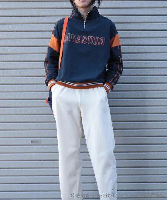 Haikyuu! Haikyu Karasuno Half Zip Sweatshirt Navy L Size Unisex Japan Limited