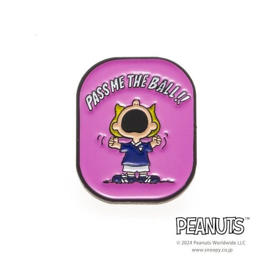 Peanuts Snoopy Sally Brown PASS ME THE BALL Lapel Pins Brooch Japan Limited