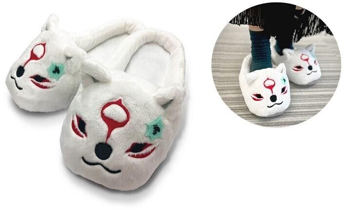 Okami Amaterasu w/ Issun Plush Slippers Room Shoes Fluffy Capcom Japan Limited