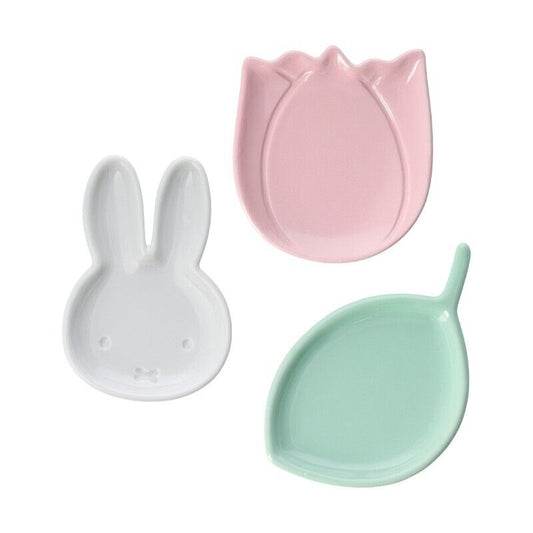 Flower Miffy Face Tulip Leaf Mini Dish Plate Set Japan Limited