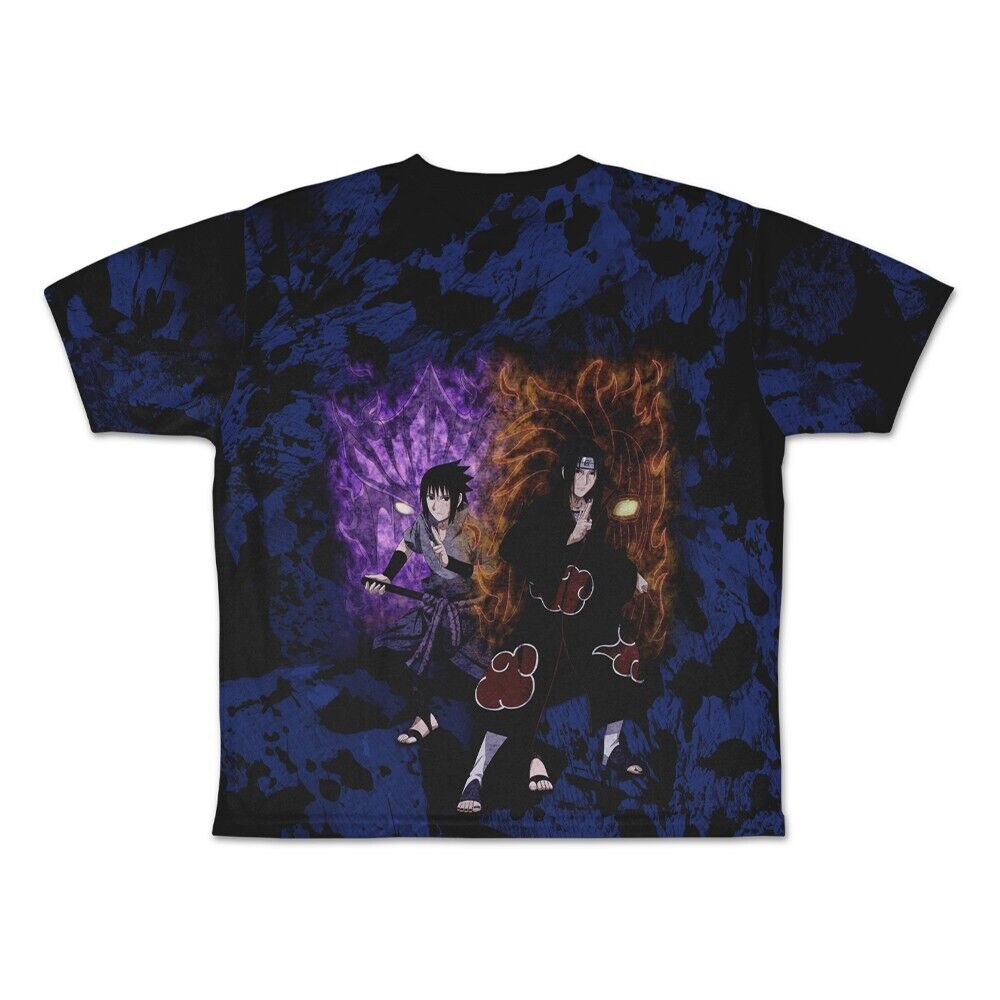 Naruto Shippuden Sasuke Uchiha Full Graphic T-shirt XL Size Unisex Japan Limited