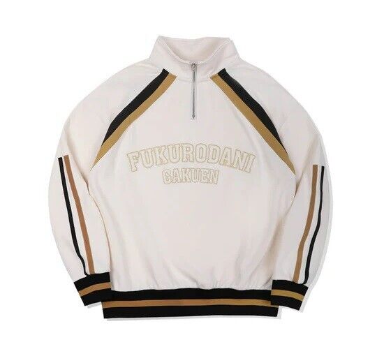 Haikyuu!! Haikyu Fukurodani Half Zip Sweatshirt White L Size Unisex Cosplay