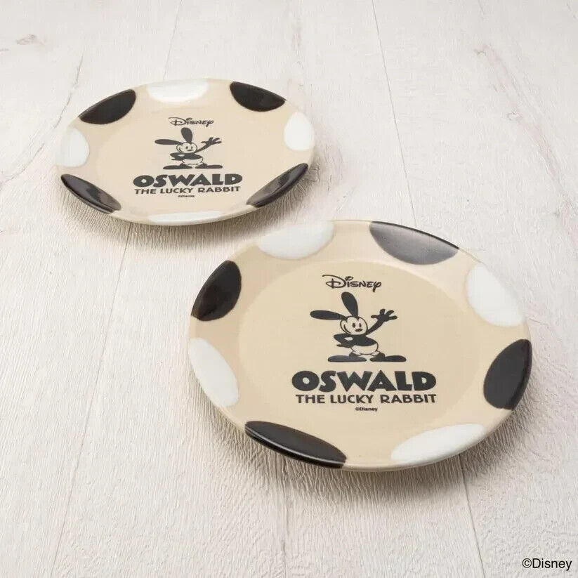 Disney Oswald the Lucky Rabbit Logo MASHICO Dish Plate 17cm Black White Japan