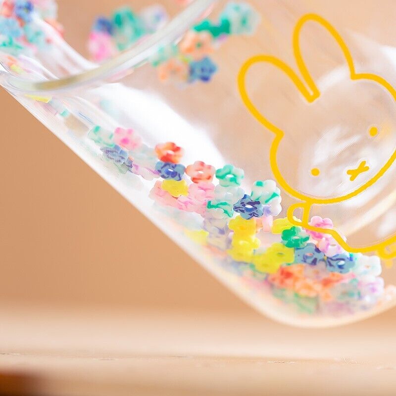 Miffy Double Wall Glass Tumblr Cup Flower Shower Handle Yellow 250ml Japan LTD