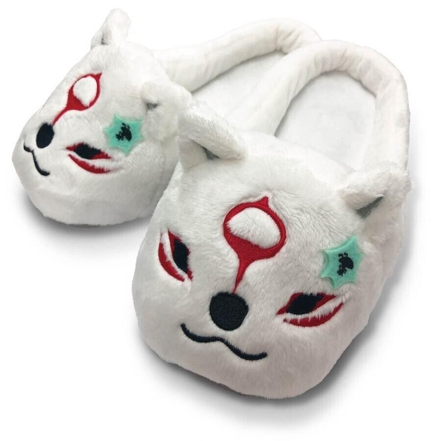 Okami Amaterasu w/ Issun Plush Slippers Room Shoes Fluffy Capcom Japan Limited