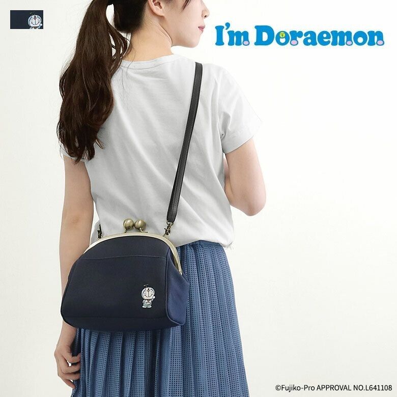 Doraemon 2way Metal Shoulder Bag Navy Canvas 26cm Adult Size Japan Limited